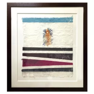 PA154 - Pluma naranja y azul - Serie Plumas